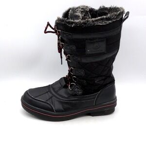 Tamarack Boots Womens Black 9 Winter Shoe Mid Calf Fur Trim Zip Warm SC-0928-DSF